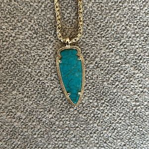 Kendra Scott Turquoise and Gold long arrow shaped necklace